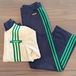 💚2-Piece Set, Woman’s Adidas Navy and Green Joggers, Size Small